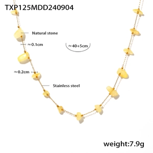 Détails du collier en acier inoxydable doré avec pierres naturelles et mesures