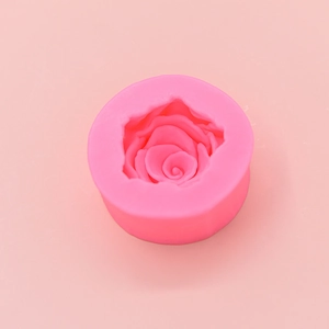 3D rose flower silicone mold in pink for fondant cake decorating and DIY crafts