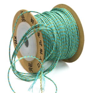 Blue and gold metallic DIY cord wound on cardboard for jewelry and tassel making