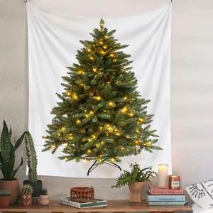 Dettaglio dell'albero di Natale artificiale con luci LED e supporto metallico