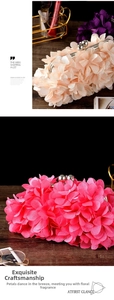 Detail of floral clutch bags with 3D silk petals and metallic silver ball snap closure