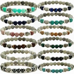 Natural Stone Beaded Bracelet Elastic Tiger Eye Agate Turquoise Healing Jewelry For Men Women Handmade Yoga Style