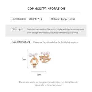 Detailed dimensions of 18K gold plated horse and pearl earrings, 3cm height and 2cm width