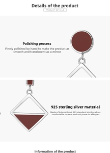 Detailed view of S925 sterling silver earrings with dark red enamel and polished finish