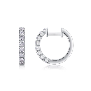 Classic S925 sterling silver hoop earrings with sparkling cubic zirconia pavé stones
