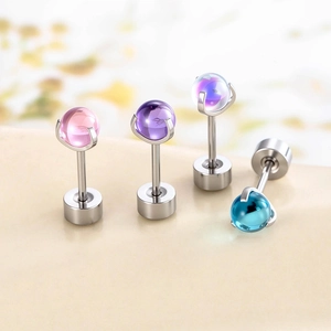 Titanium Steel Dragon Claw Ear Cartilage Studs Colorful Zirconia Sphere Screw Back Conch Piercing Jewelry For Women Men