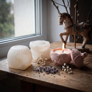 Carousel storage jar silicone mold for DIY candle making with embossed patterns