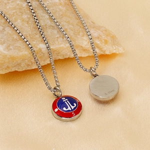 Stainless steel nautical compass and anchor pendant necklaces with colored enamel