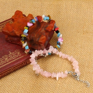 Detail of vintage amethyst and quartz chip bracelets with adjustable lobster clasp