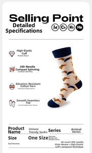 Detail eines Dackel-Jacquard-Musters auf 60s 200N hochelastischen Crew-Socken