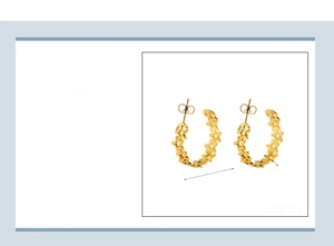Detailed dimensions of butterfly hollow C-shaped gold-plated stainless steel earrings