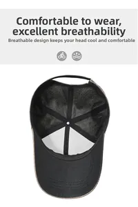 Détail de la doublure en mesh respirant et structure interne de la casquette homme