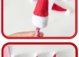 Mini red and white non-woven Christmas hats for lollipop decoration and DIY crafts