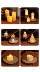 Various styles of LED ambient candles including crystal and heart shapes for cozy decor