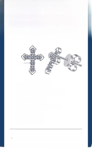 Detailed specs of s925 silver cross moissanite earrings with 0.36ct stones and platinum finish