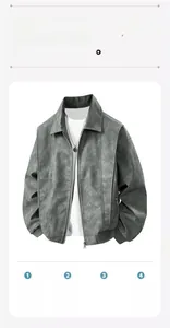 Detail of high-quality suede jacket showing smooth zipper and rib-knit cuffs