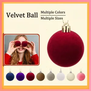 6cm flocked Christmas ball ornaments in multiple colors with gold caps for tree decoration