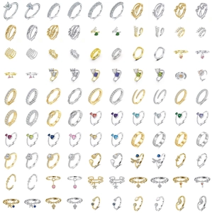 Detailed collection of sparkling S925 sterling silver rings with colorful zircon stones