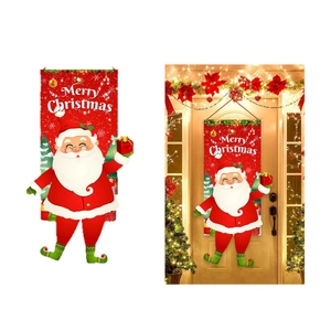 Bannière de porte Père Noël Merry Christmas pour décoration festive extérieure