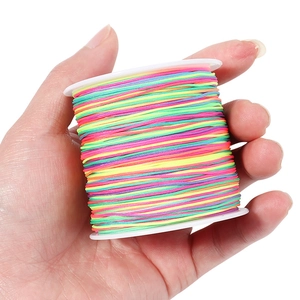 0.8mm rainbow braided cord for DIY jewelry making on white plastic spool spool