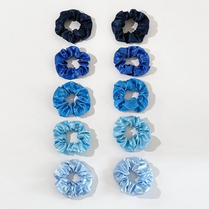 Satin Scrunchies Satin Texture Solid Color Elastic Hair Ties Blue Gradient Series Elegant Hair Accessories Women Girls