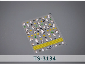 Detail view of TS-3134 adhesive nail stickers featuring cute hamsters and cheese patterns