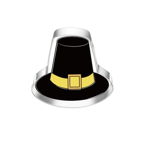Detailed close-up of a pilgrim hat shaped stainless steel cookie cutter for baking