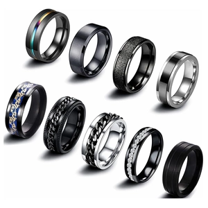 Stainless Steel Spinner Rings For Men Rotating Chain Stress Relief Band Dragon Pattern Matte Brushed Cool Fashion Jewelry