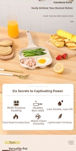 Three-hole non-stick pan with maifan stone coating and wooden handle for breakfast cooking