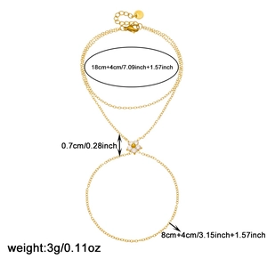 Gold plated stainless steel flower slave bracelet with zircon and size specifications