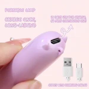 Purple portable mini nail lamp with cute horns and USB charging port for quick drying