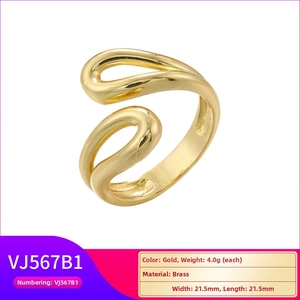 Detailed specs of gold brass twist open ring VJ567B1 weighing 4.0g with 21.5mm diameter