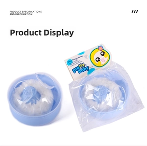 Ensemble de houpettes pour bébé bleues avec couvercles anti-poussière et boîte de détail