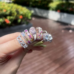 S925 sterling silver rings with colorful cubic zirconia and cheetah head design on hand