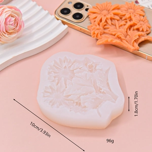 Detailed silicone mold for 3D chrysanthemum resin crafts with size and weight specs