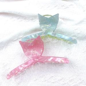 Frosted mermaid fishtail hair clips in pink and teal iridescent acrylic resin 11cm