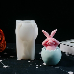 Stampo in silicone flessibile per candele a forma di coniglio in uovo per hobby fai-da-te