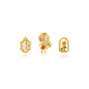 Orecchini a Bottone in Ottone con Zirconi Principessa Cartone Animato Moda Vintage Floreale Ovale Intarsiato Zirconia Gioielli per Donna Orecchini Pendolari