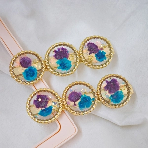 Lot de 2 barrettes à cheveux faites main avec fleurs séchées violettes et étoiles