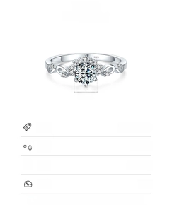 Detail showing S925 sterling silver ring hallmark and 5x5mm snowflake zircon stone