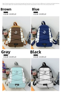 Collage van schoolrugzakken met grote capaciteit in bruin, blauw, groen en zwartgrijs