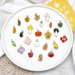 Vegetable Fruit Enamel Alloy Charms For DIY Jewelry Making Rural Farm Style Pumpkin Corn Peanut Pendants