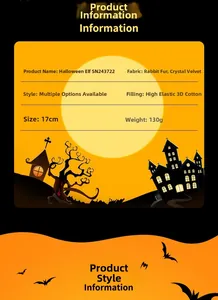 Detailed technical specification table for 17cm Halloween plush ghost toy with materials