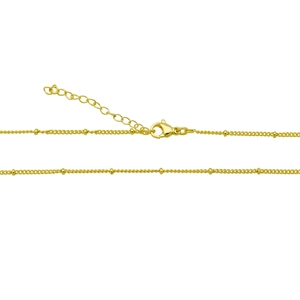 Detail of 18k gold plated satellite chain necklace with lobster clasp and extension