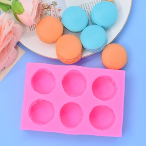 Rosa 3D Silikonform für 6 Makronen zur DIY-Backen und handgemachten Seifenherstellung