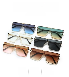 Selection of large square metal sunglasses in gradient blue, pink and black lenses