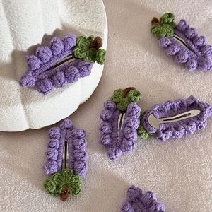 Fermagli per capelli a uva viola fatti a mano con clip in metallo su base in pietra