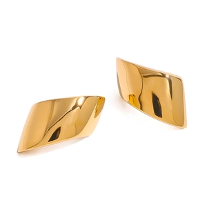 Minimalist 18k gold plated stainless steel geometric twist earrings with mirror polish