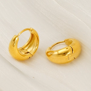 Orecchini a cerchio spessi in acciaio inossidabile placcato oro 18k lucido