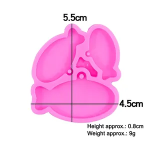 Pink silicone fish mold for DIY resin pet tags and keychains with hole design